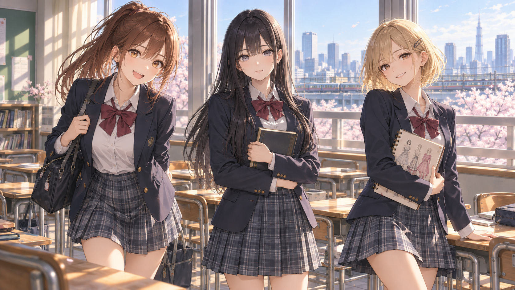 ひまり・しおり・れいなのアニメイラスト